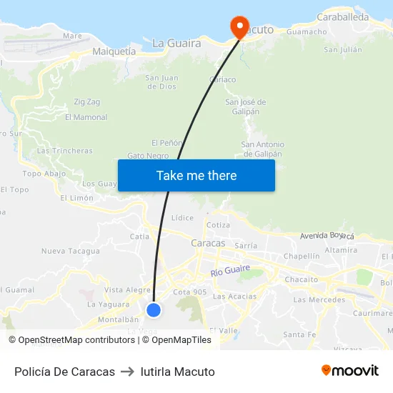 Policía De Caracas to Iutirla Macuto map