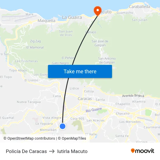 Policía De Caracas to Iutirla Macuto map