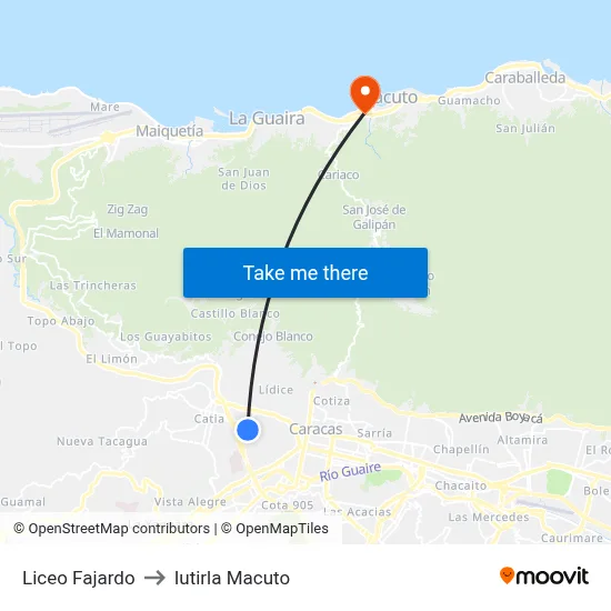 Liceo Fajardo to Iutirla Macuto map