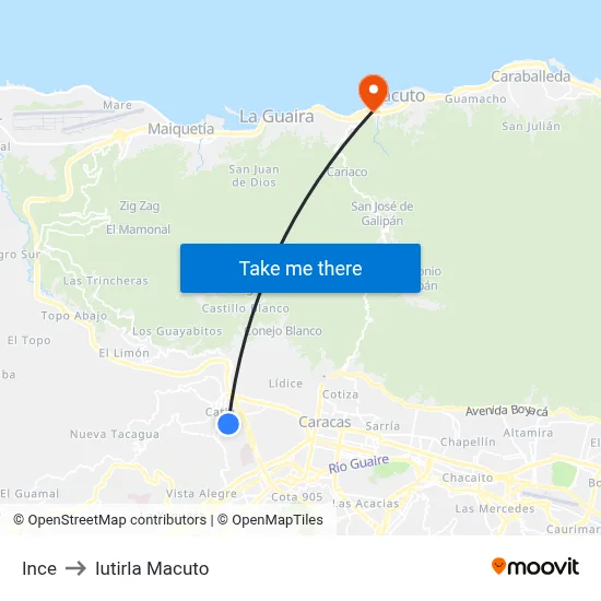 Ince to Iutirla Macuto map