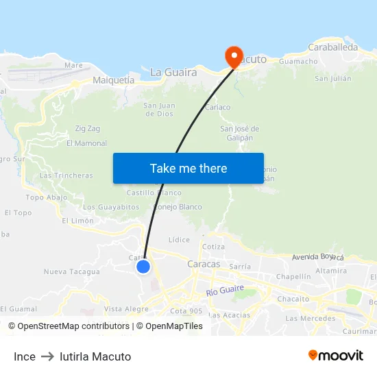 Ince to Iutirla Macuto map