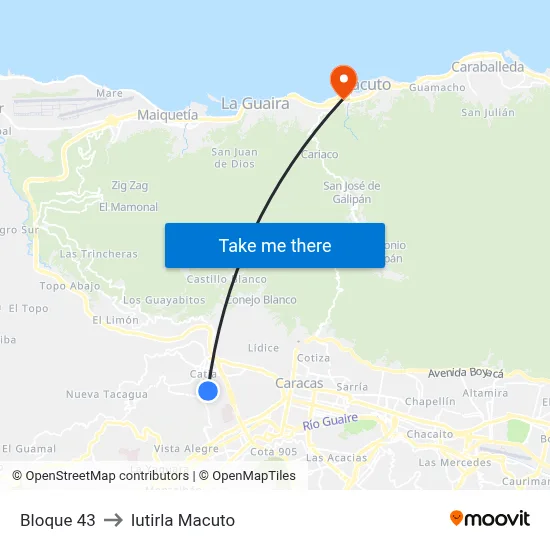 Bloque 43 to Iutirla Macuto map