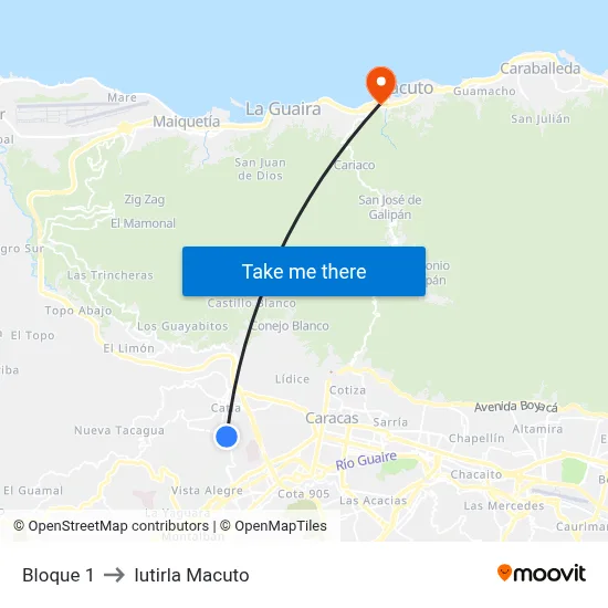 Bloque 1 to Iutirla Macuto map