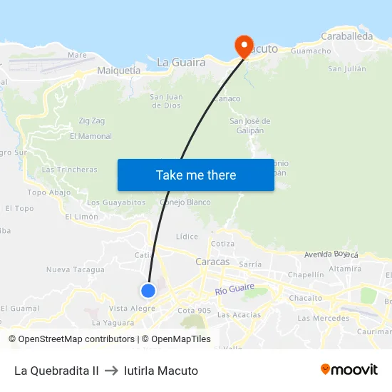 La Quebradita II to Iutirla Macuto map