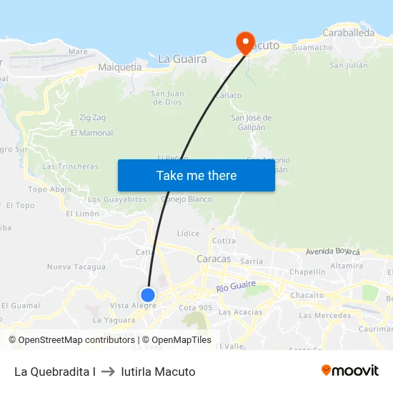 La Quebradita I to Iutirla Macuto map