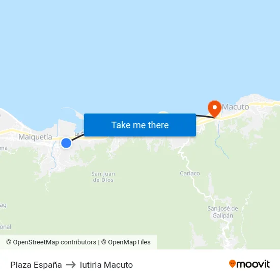 Plaza España to Iutirla Macuto map