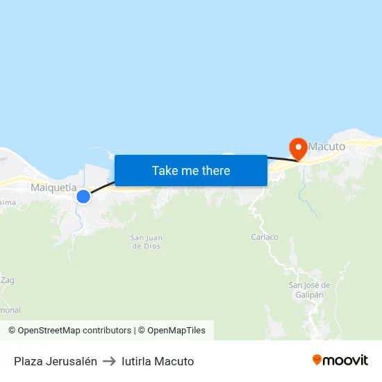 Plaza Jerusalén to Iutirla Macuto map