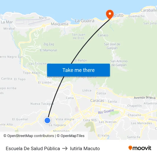 Escuela De Salud Pública to Iutirla Macuto map
