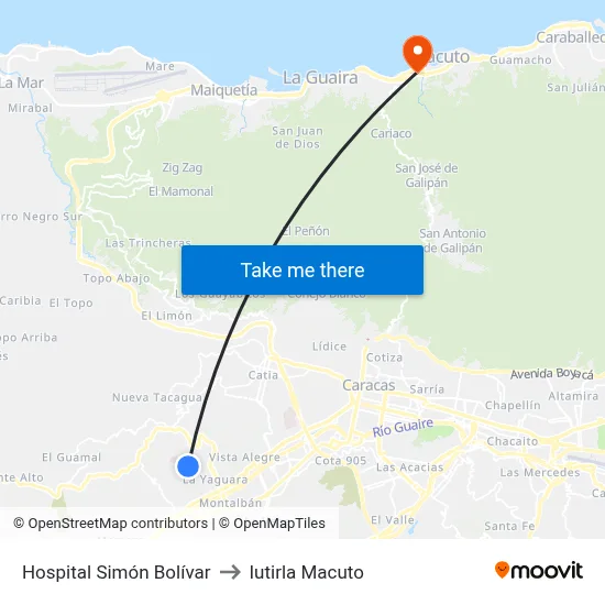 Hospital Simón Bolívar to Iutirla Macuto map