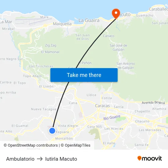 Ambulatorio to Iutirla Macuto map