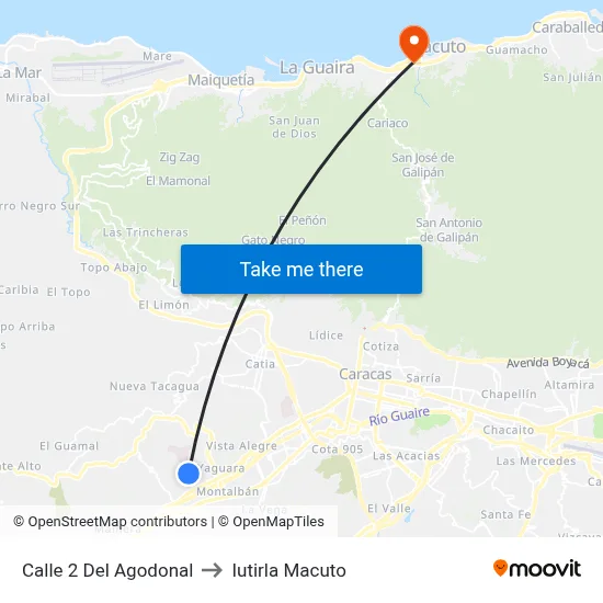 Calle 2 Del Agodonal to Iutirla Macuto map