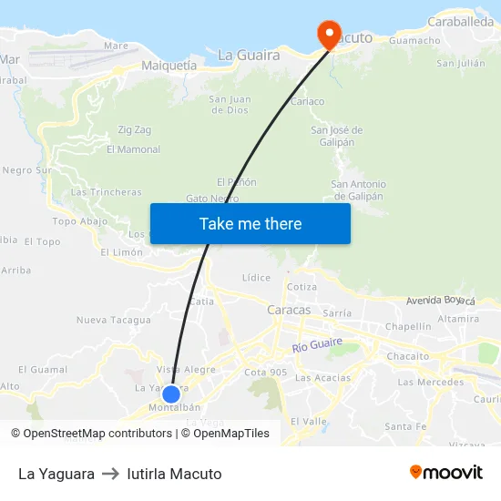 La Yaguara to Iutirla Macuto map