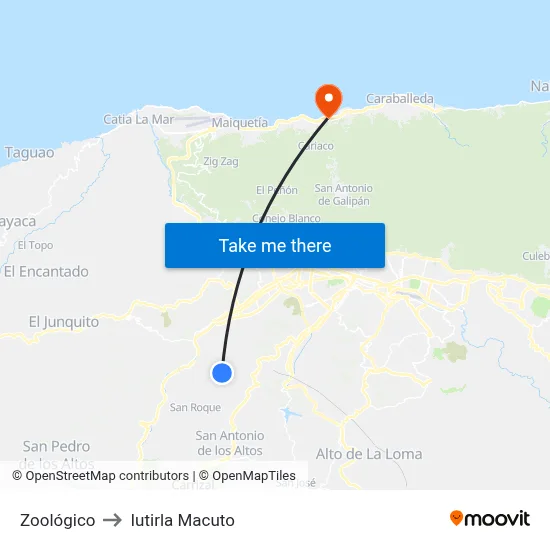 Zoológico to Iutirla Macuto map