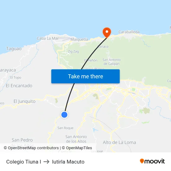 Colegio Tiuna I to Iutirla Macuto map