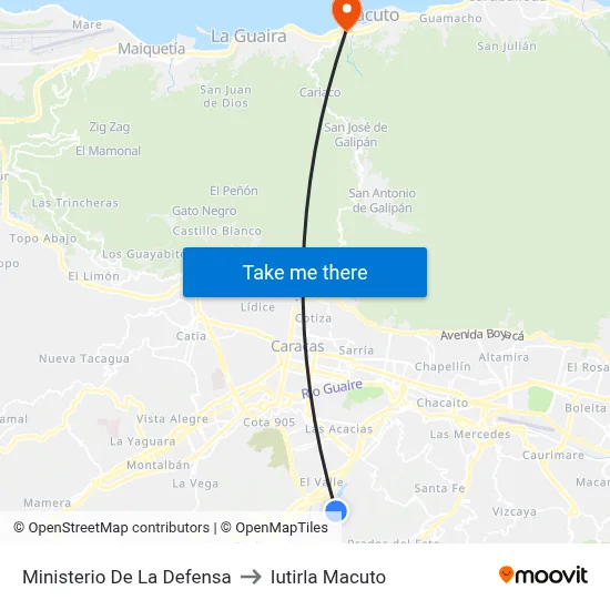 Ministerio De La Defensa to Iutirla Macuto map