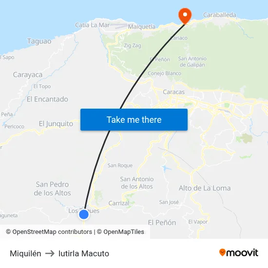 Miquilén to Iutirla Macuto map