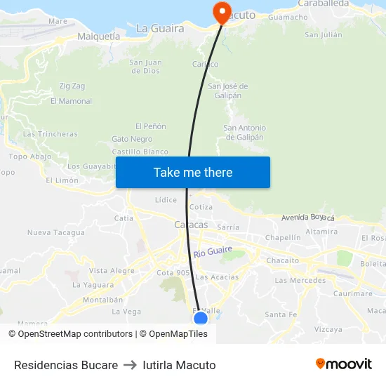 Residencias Bucare to Iutirla Macuto map