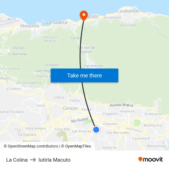 La Colina to Iutirla Macuto map