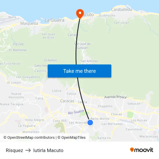 Rísquez to Iutirla Macuto map