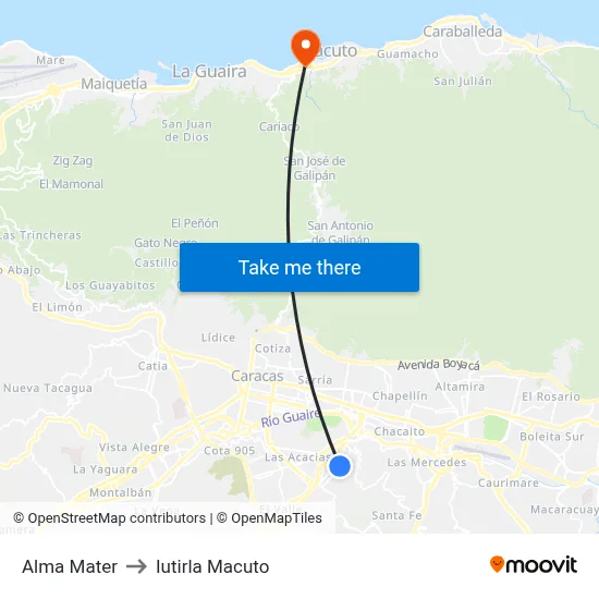 Alma Mater to Iutirla Macuto map