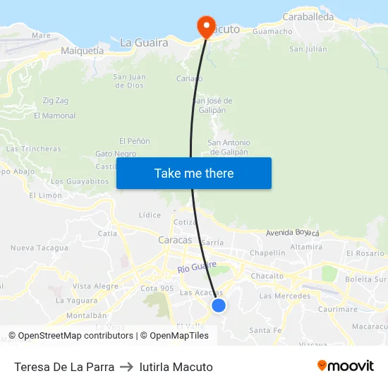 Teresa De La Parra to Iutirla Macuto map