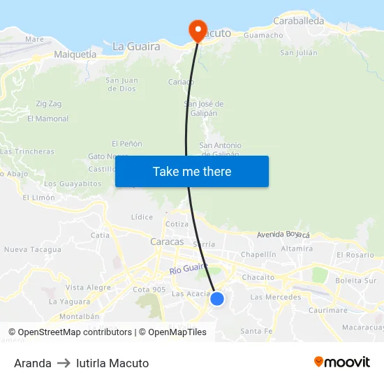 Aranda to Iutirla Macuto map