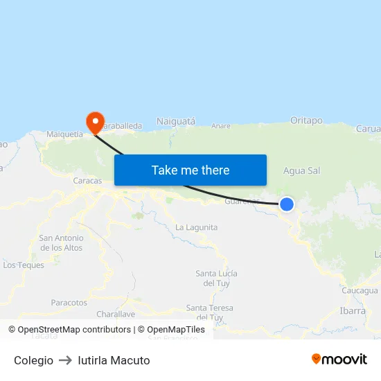 Colegio to Iutirla Macuto map