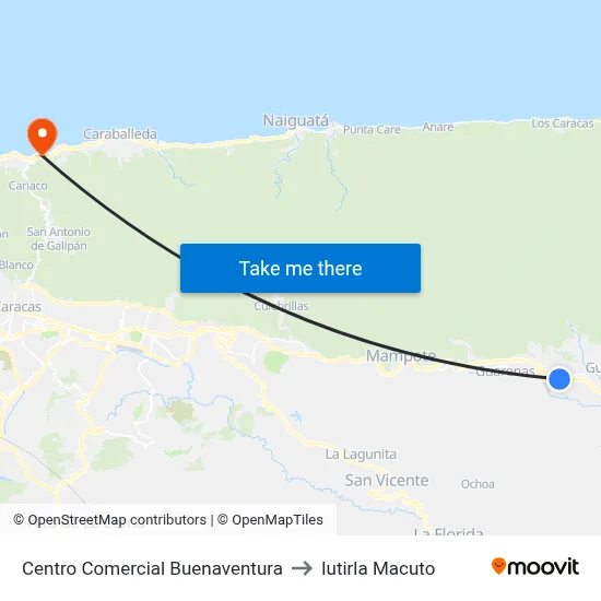 Centro Comercial Buenaventura to Iutirla Macuto map