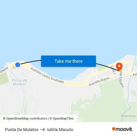 Punta De Mulatos to Iutirla Macuto map