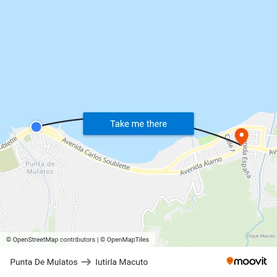Punta De Mulatos to Iutirla Macuto map