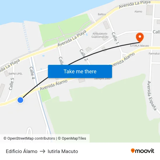 Edificio Álamo to Iutirla Macuto map