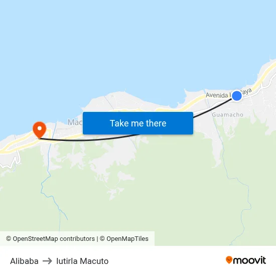 Alibaba to Iutirla Macuto map
