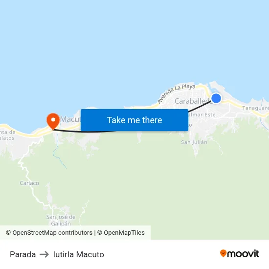 Parada to Iutirla Macuto map