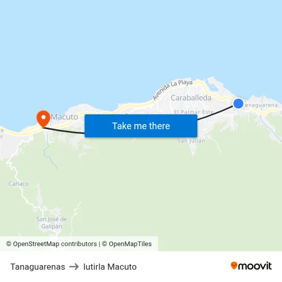 Tanaguarenas to Iutirla Macuto map