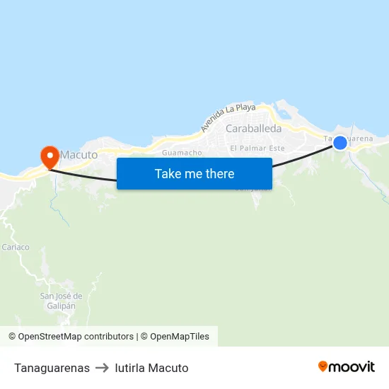 Tanaguarenas to Iutirla Macuto map