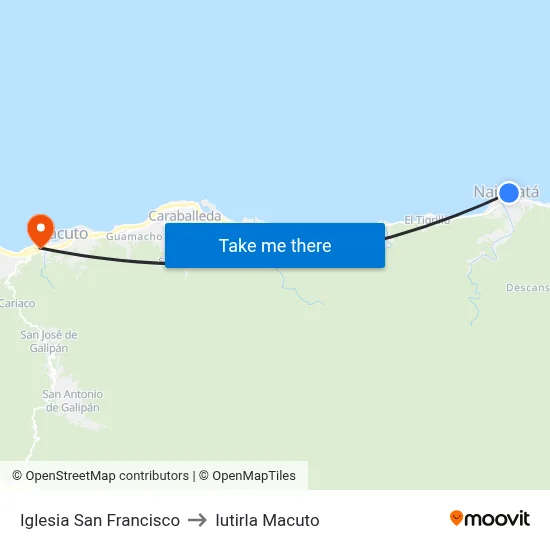 Iglesia San Francisco to Iutirla Macuto map