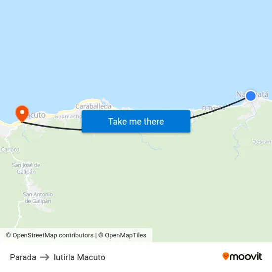 Parada to Iutirla Macuto map