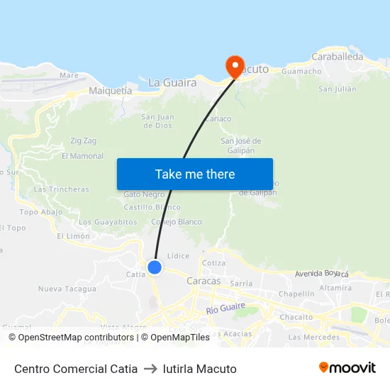 Centro Comercial Catia to Iutirla Macuto map