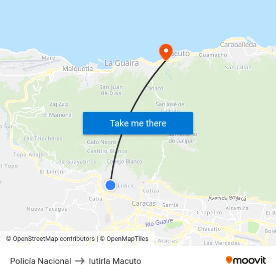 Policía Nacional to Iutirla Macuto map