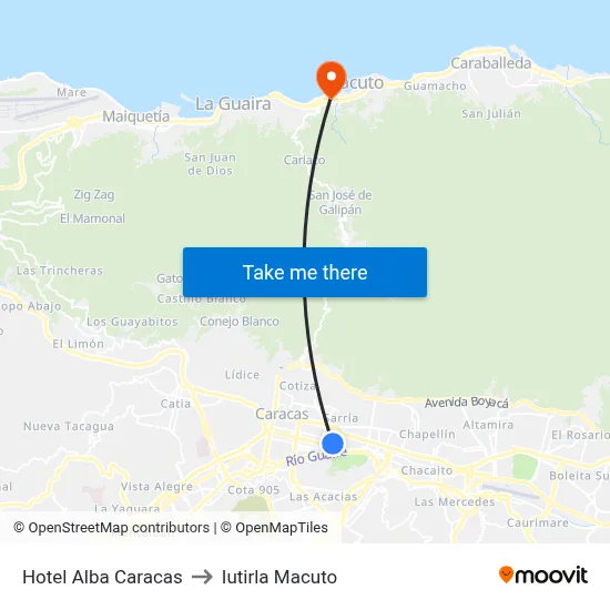 Hotel Alba Caracas to Iutirla Macuto map