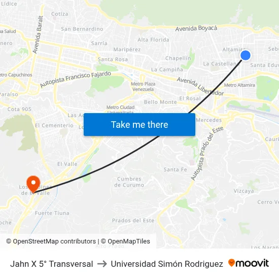 Jahn X 5° Transversal to Universidad Simón Rodriguez map