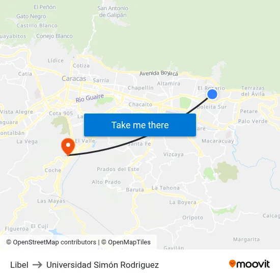 Libel to Universidad Simón Rodriguez map