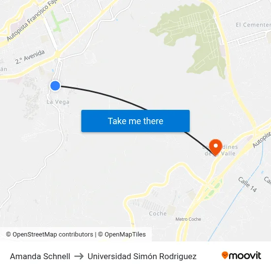 Amanda Schnell to Universidad Simón Rodriguez map