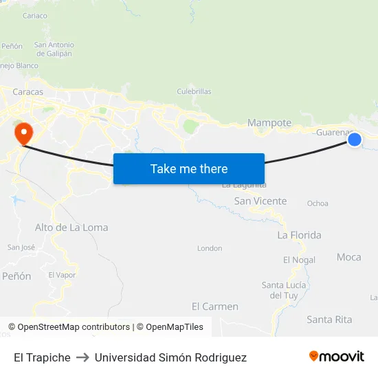 El Trapiche to Universidad Simón Rodriguez map