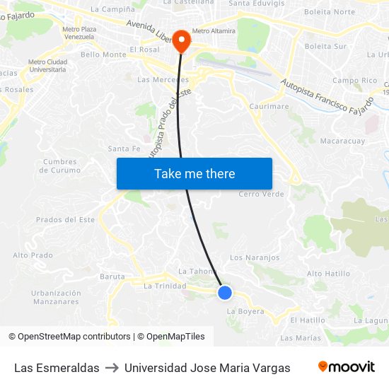 Las Esmeraldas to Universidad Jose Maria Vargas map