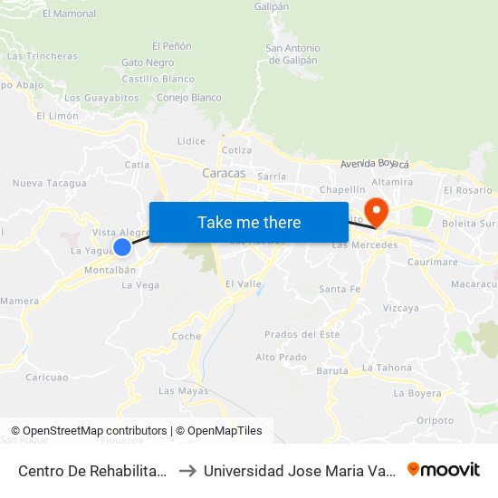 Centro De Rehabilitación to Universidad Jose Maria Vargas map