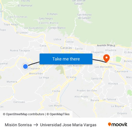 Misión Sonrisa to Universidad Jose Maria Vargas map