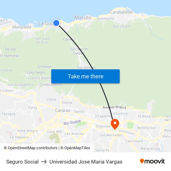 Seguro Social to Universidad Jose Maria Vargas map