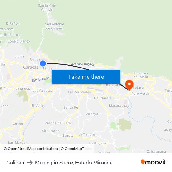 Galipán to Municipio Sucre, Estado Miranda map