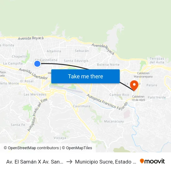 Av. El Samán X Av. San Marino to Municipio Sucre, Estado Miranda map